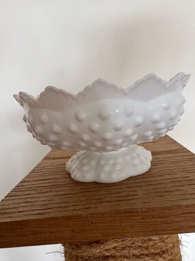 Fenton White Hobnail Milk Glass Compote
